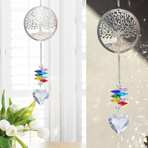 Memorial Gifts for Loss of Loved One, Unique Sympathy Gift Idea Crystal Ball Suncatcher, Rainbow Bereavement Grief Gift Box for Loss of Mom Dad Husband Son Daughter Dog,Tree of Life