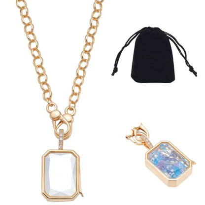 NBEADS Locket Pendant Necklaces, Memory Locket Charms Brass Floating Memory Necklace - style: Rectangle