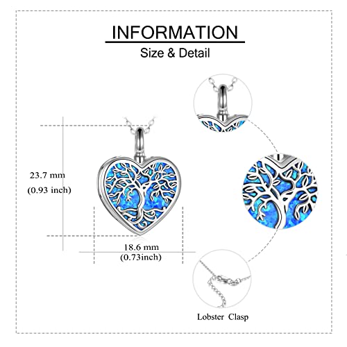Urn Necklace for Ashes Blue opal Cremation Necklace Keepsake Memory Jewelry for Ashes of Loved Ones Keepsake - style: heart opal urn
