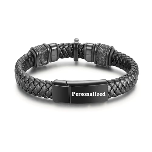 abooxiu Urn Bracelet for Ashes Leather Cremation Bracelet for Human Ashes Stainless Steel Ash Bracelets Memorial Cremation Jewelry Keepsake Bangle for Men - style: Custom-Black Cross