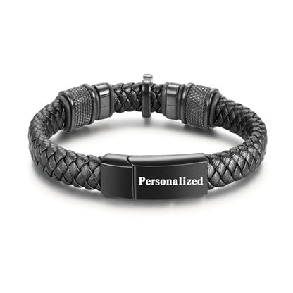 abooxiu Urn Bracelet for Ashes Leather Cremation Bracelet for Human Ashes Stainless Steel Ash Bracelets Memorial Cremation Jewelry Keepsake Bangle for Men - style: Custom-Black Cross
