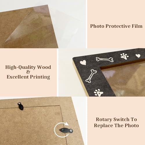 Dog Picture Frame Paw Print Frame Memorial Gifts for Dog Mom Loss of Pet Sympathy Gifts Desk Decor Photo Frame 4x6 Horizontal -small26 - style: Black-Dog
