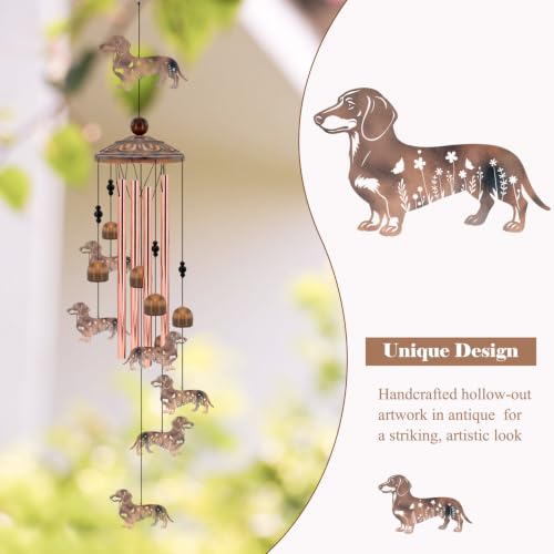 Dachshund Wind Chimes for Outside Dog Wind Chimes Wind Chimes Outdoors | Dachshund Wind Chime Dog Gifts for Women Mom Dog Lovers Memorial Birthday Gift Garden Patio Porch Yard Home - size: 35''-Dachshund