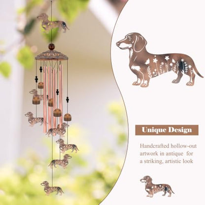 Dachshund Wind Chimes for Outside Dog Wind Chimes Wind Chimes Outdoors | Dachshund Wind Chime Dog Gifts for Women Mom Dog Lovers Memorial Birthday Gift Garden Patio Porch Yard Home - size: 35''-Dachshund