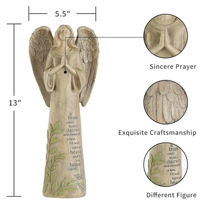 DUSVALLY 13-Inch Praying Angel Memorial Statue for Garden, Sympathy Gift - color: Brown