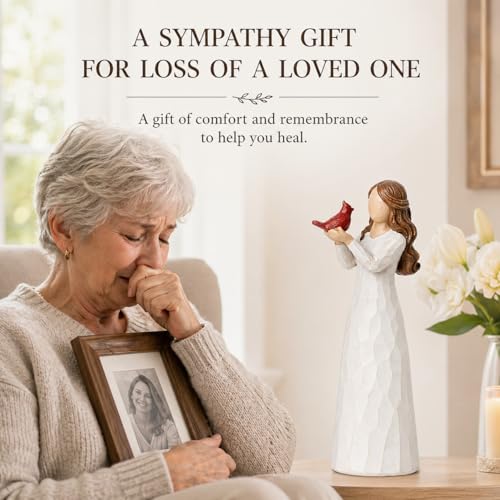Cardinal Gifts for Women Angel Cardinal Figurine Sympathy Gifts for Loss of Loved One Cardinal Memorial Gifts for Women Red Cardinal Figurines Condolence Comfort Gift for Mom Friend Family - size: Holding Cardinal