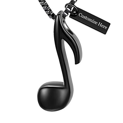 XSMZB Music Note Cremation Jewelry for Ashes Human Pet Keepsake Urn Necklace for Women Men Funeral Memorial Ash Pendant - color: Customize
