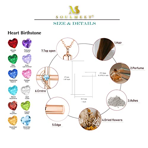 SOULMEET Personalize Solid 10k 14k 18k Real Gold Birthstone Cross Locket for Ashes, Simulated Gemstone Cross Urn Necklaces with Gold Chain Keepsake Cremation Jewelry - style: L-Custom Rose Gold December