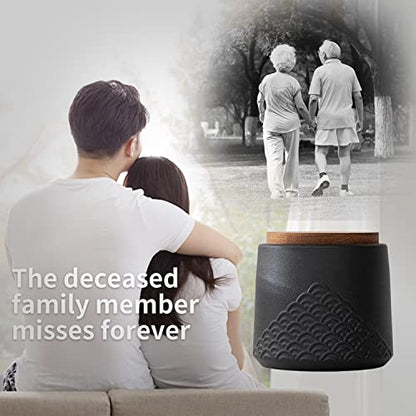 NSOnline Black Small Urn Ashes Keepsake Ceramic 4.3 in high 30 Cubic inches