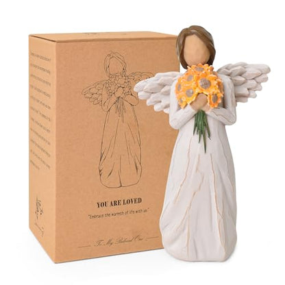 Get Well Gifts for Women After Surgery, 5.1" Hand-Painted Resin Figurines | Angel Holding Sunflower, Encouragement Gift for Recovery, Home Decor for Bedroom - style: Get Well Gifts
