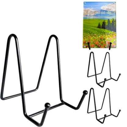 3PCS Iron Plate Stands for Display 4 Inch, Metal Frame Holders for Picture | Solid Black Iron Easel Holder, Perfect for Decorative Plate, Book, Photo Easel - size: 3PCS 4IN