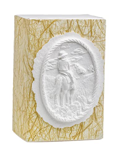 The Favorite Place Burial Biodegradable Urn for Human Ashes, Large, A Path Well Ridden, Water Burial, EcoFriendly, Horse on Natural Straw, K-107 - color: Horse and Rider on Natural Straw Paper, size: Large, 300 Cubic Inches 10”L x 6.5”W x 4 3/4”H