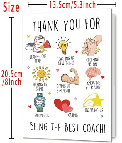 Thank You Coach Card, Basketball Football Sports Coach Appreciation Gifts, Best Coaches Gifts (Pack of 2) - color: CD-023, size: 8.0 x 5.3 inches (Pack of 2)