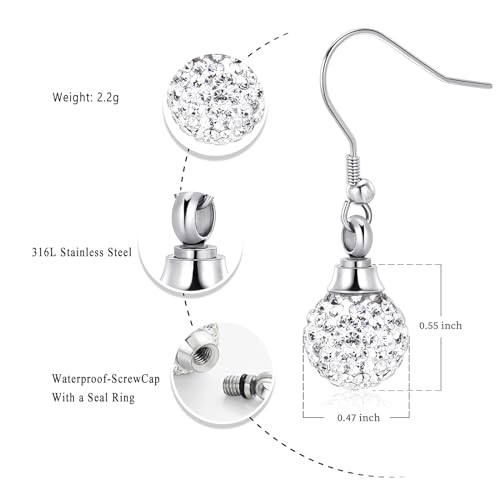 Heart Cremation Earring for Women Keepsake Memorial Urn Jewelry For Ashes - color: D-Sliver