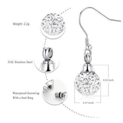 Heart Cremation Earring for Women Keepsake Memorial Urn Jewelry For Ashes - color: D-Sliver