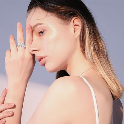 Jinlou Sterling Silver Teardrop Opal Urn Ring for Ashes Cremation Rings Memorial Jewelry for Women for Ashes of Loved Ones
