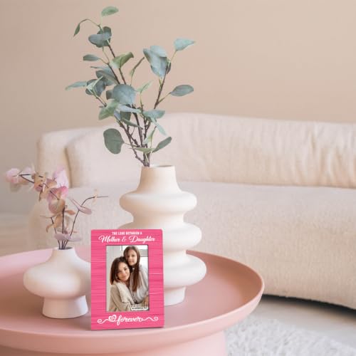 Mother Daughter Photo Frame Gift, Beautiful Mom Birthday Gifts, Christmas Gifts, The Love Between A Mother & Daughter is Forever Photo Frames, Farmhouse Wooden Picture Frame Gift A2 - color: BlueB