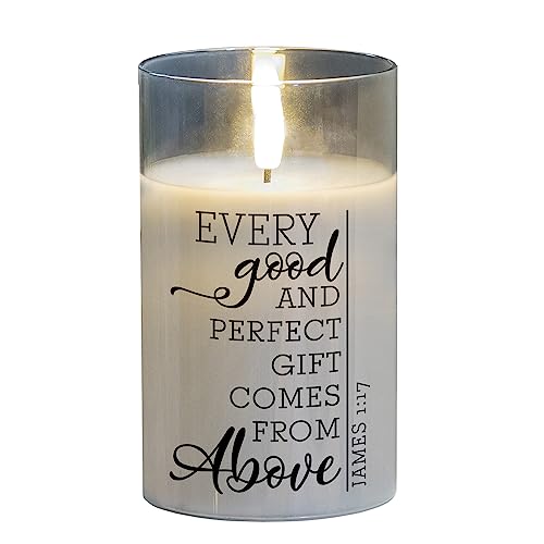 Cottage Garden PGC-05-45SGY Every Good and Perfect Pearlized Grey 5 x 3 Inch Flickering Flame LED Glass Candle - style: Every Good And Perfect