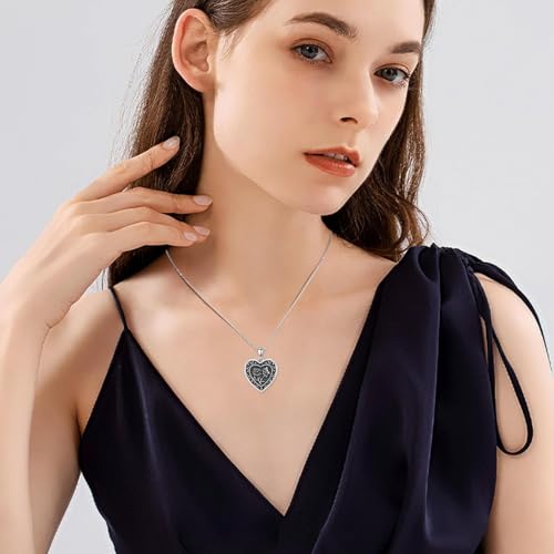 PELOVNY Birth Flower Locket Necklace for Women 925 Sterling Silver Flower Butterfly Heart Photo Locket Pendant Birthday Christmas Jewelry Gifts for Mom Daughter Wife Sister - color: 01-Carnation