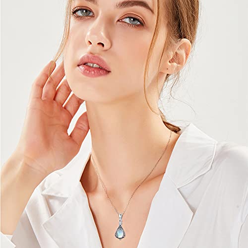 Urn Necklace for Ashes Cremation Jewelry 925 Sterling Silver Ashes Pendant Necklace Memorial Jewelry Gifts for Women Men Girls Boys - style: Celtic-A-moonstone