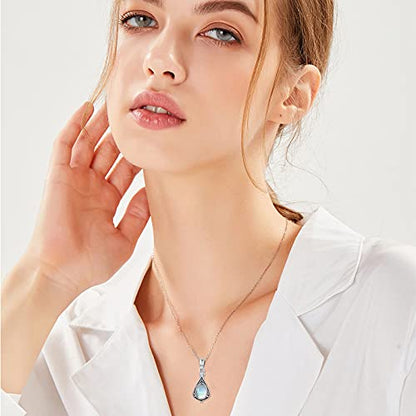Urn Necklace for Ashes Cremation Jewelry 925 Sterling Silver Ashes Pendant Necklace Memorial Jewelry Gifts for Women Men Girls Boys - style: Celtic-A-moonstone