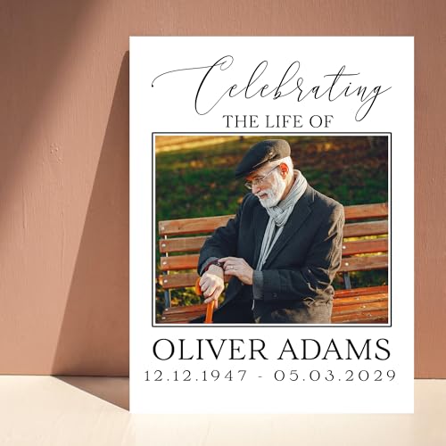 Custom Funeral Welcome Sign with Photo, Memorial Yard Sign, Celebration of Life Welcome Board, Personalized Remembrance Sign for Funeral Service - CCTC06 - color: Background #06