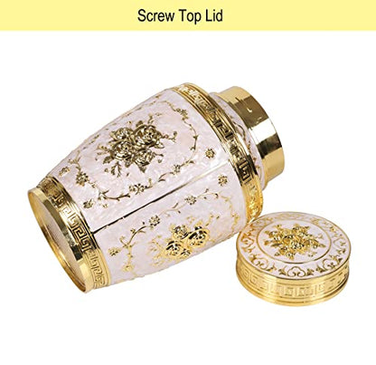 Urn for Human Ashes Adult Female - Rose Flower Cremation Urn Mom - Funeral Urn for Women Made of Zinc Alloy - Hold 200 Cubic inches of Ashes (Large Gold) - color: Large Gold