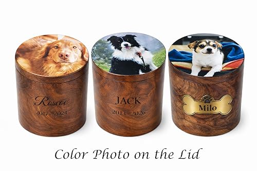 Personalized Handmade Solid Wooden Cremation Urns for Dog & Cat Ashes, Custom Photo Engraved Wood Pet Memorial Keepsake Urn Box for Ashes, Pet Urn for Dogs & Cats, Pet Loss Keepsake Urn Box for Ashes