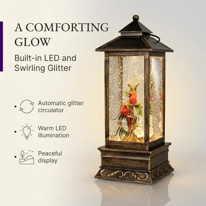Carson Always in Our Hearts Cardinal Memorial Water Lantern - Sympathy Gift for Funeral - Loss of Loved One - Remembrance Light Up Snow Globe Lantern for Home Decor