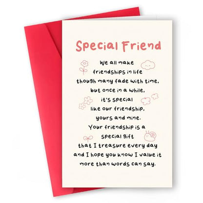 Special Friend Birthday Card Best Friend Gift Meaningful Friendship Card | Heartfelt Birthday Card for Her Him, Thank You for Being in My Life Card for Sister Friend Soulmate with Envelope - color: WY-277