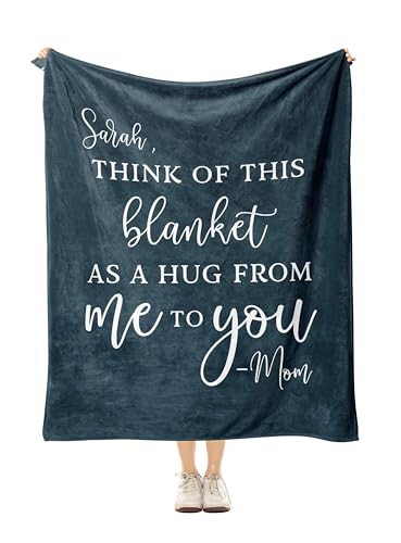 Custom Hug Blanket Comfort Gift Customized with Name, Personalized Soft Comfort Throw, Sending hugs, Get Well Soon, Long Distance Friendship or Relationship Gift, Missing You Present