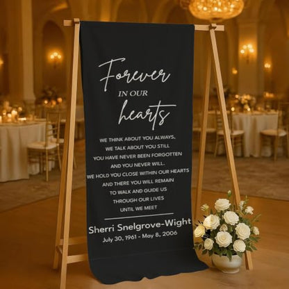 Personalized Forever In Our Hearts Welcome Sign, Funeral Fabric Banner #1 - color: Design 1