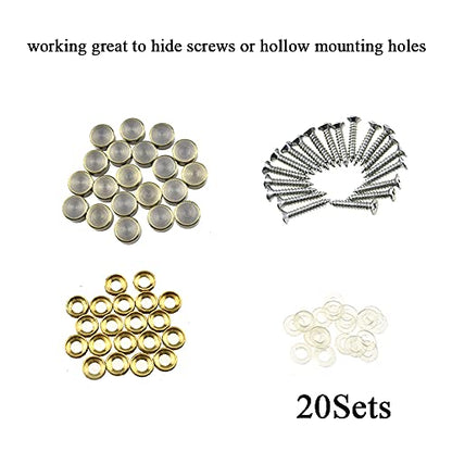 Hahiyo 12mm Diameter Mirror Screws Brushed Copper Material Solid Easy Install Brass Washer Decorative Caps Fasteners Nails Bronze 20 Pairs for Bathroom Mirrors Panels Kitchen Ceiling Arts Crafts - size: 12mm-20sets-Bronze