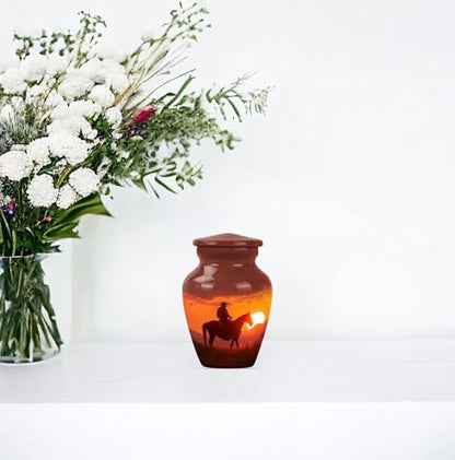 Cowboy Mini Urn - Urns for Adult Ashes - Pack of 1 - size: 3 inch (Pack of 1)