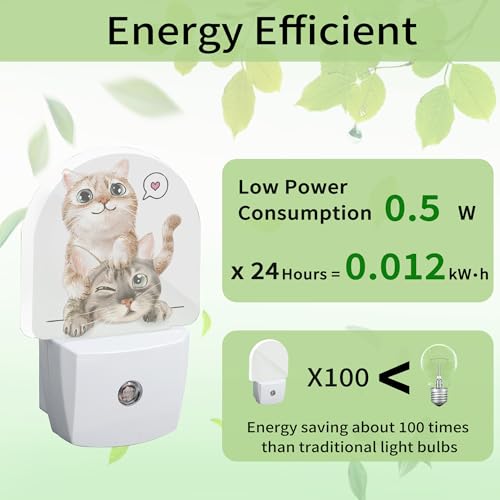 Cute Cat Night Light, Night Light Plug into Wall with Dusk to Dawn Sensor, LED Lamp Energy Saving Lights for Men Women Boys Girls,Lamp for Bedroom Bathroom Hallway - color: Cute Cat