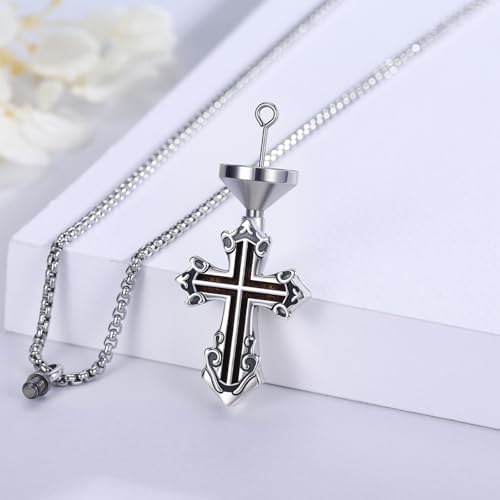925 Sterling Silver Celtic Cross Urn Necklace for Ashes - color: silver-i