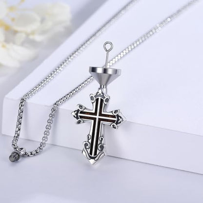 925 Sterling Silver Celtic Cross Urn Necklace for Ashes - color: silver-i