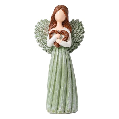 Remembrance Angel Figurines,Sympathy Gifts for Loss of Loved One,Grief Gifts for Women,Memorial Gifts to Hold Each One Safely in Your Heart,Hand-Painted Figurine.Life was a willow branch heart. - color: Green