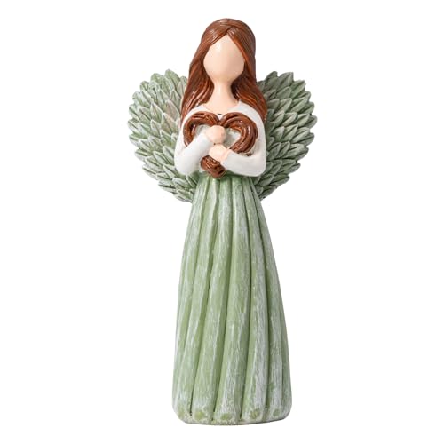 Remembrance Angel Figurines,Sympathy Gifts for Loss of Loved One,Grief Gifts for Women,Memorial Gifts to Hold Each One Safely in Your Heart,Hand-Painted Figurine.Life was a willow branch heart. - color: Green