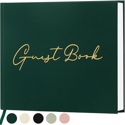 Lankaiva Wedding Guest Book, Guest Book Wedding Reception - Classic Baby Shower Guest Book, 100 Blank Pages for Bridal Shower Birthday Graduation Sign in and Photos, Green - color: Pine Green With Blank Pages