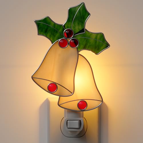 Stained Glass Yellow Bell Night Lights Plug in Wall for Home Decor - color: Yellow Christmas Bell