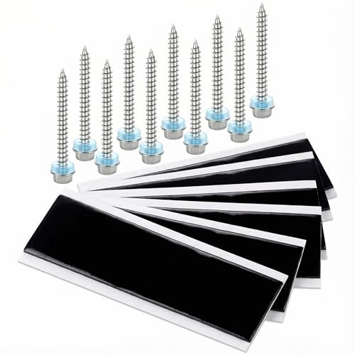 18 Pack Pitch Pad Kit with 12 Stainless Steel Expansion Bolts and 6 Mastic Pads for TV Mount, Tripod, and Satellite Antenna Mounting