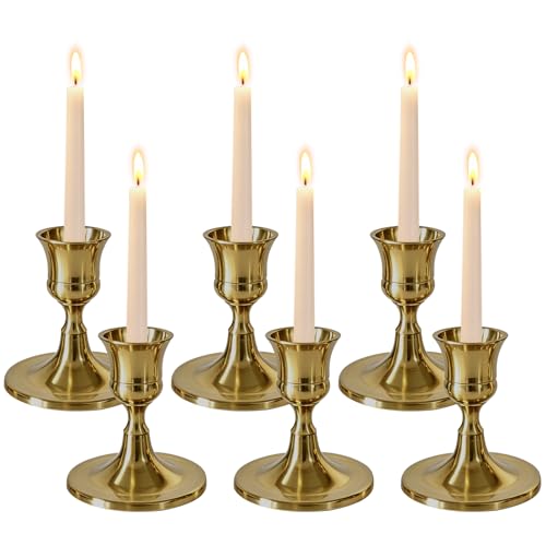 Bronze Wine Glass Metal Candlestick Holders -Vintage Modern Metal Taper Candle Holders, Decorative Centerpiece for Table Mantel, Wedding Kitchen Home Decor, Wedding Gift,6Pcs - color: Bronze, size: 6Pcs