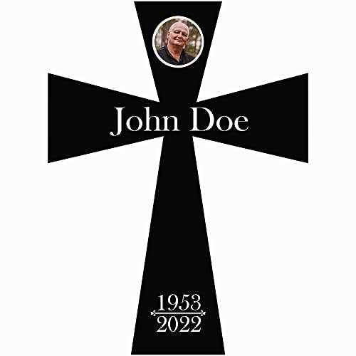 PK Décor Christening Cross Decoration Personalized - Rememberance Gift for Loss of Loved One - Grave Marker for Cemetery with Name - Sympathy Garden Flag - Cross Garden Stake (Cross 4) - style: Cross 4