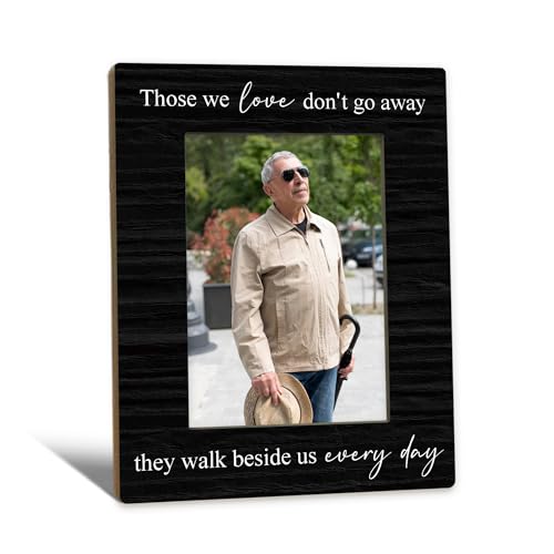 Memorial Gifts Picture Frame 5x7, Memorial Photo Frame, Sympathy Bereavement Gifts for Loss of Loved One, Those We Love Don't Go Away Wooden Picture Photo Frames for Desk Home Room Decor