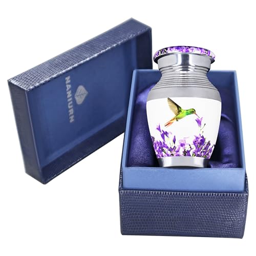 NANIURN White Keepsake Urns for Human Ashes, Small Hummingbird Urn | Hummingbird Urns for Human Ashes for Women and Men, Cremation Keepsakes for Ashes, Family Sharing, Loved Ones, Home Memorial - color: White, size: Small / Keepsake