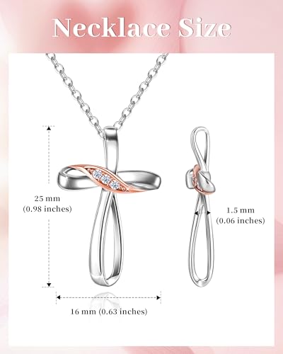 ACECHA Silver Cross Necklace for Women, Cubic Zirconia Pendant - color: CZ Cross 03