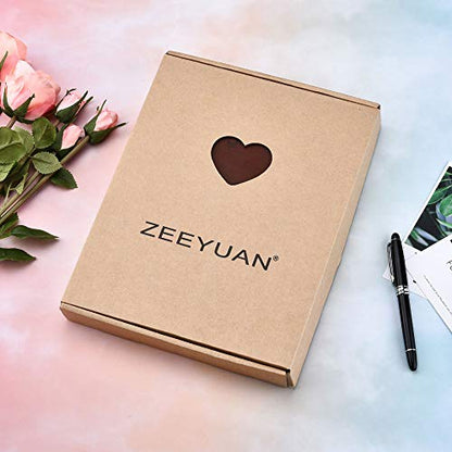 ZEEYUAN Scrapbook Album Leather Photo Album Memories DIY Scrap Book 10.8"x8.6" Large Family Photo Book Refillable 60 Pages for Anniversary Valentines Birthday Gifts Rose Brown - color: Rose Brown