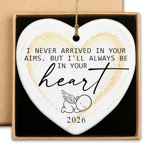 Miscarriage Grief Gifts Miscarriage Ornament Angel Baby Christmas Remembrance Ornament Bereavement for Loss Baby in Heaven Sympathy Gift Child Loss Memorial Gifts Ceramic Ornaments - style: But I'll always be' in your heart