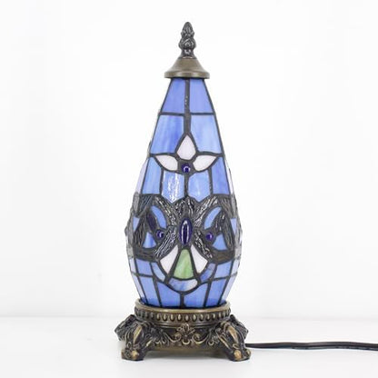 Small Tiffany Stained Glass Table Lamp 5.5X11 Inch, Blue Baroque - color: Stained Glass